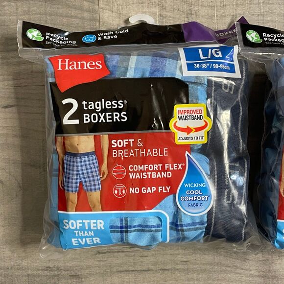 4 pairs Hanes men’s boxers underwear size large - Picture 2 of 4